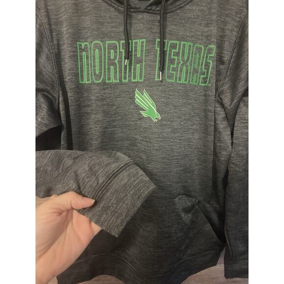 University of North Texas Mean Green Black Hoodie Size Large Colosseum Pockets - Picture 5 of 8